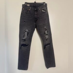 Levi's 501 Premium Jeans Black Denim Wash Men’s Waterless Jeans Size 30x32 EUC